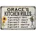 Grace s Kitchen Rules Chic Sign Vintage Decor 8x12 Metal Sign 108120032117