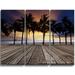 Design Art Old Wood Terrace on Sea Beach - 3 Piece Graphic Art on Wrapped Canvas Set