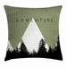 Adventure Throw Pillow Cushion Cover Forest with Halftone Effect Hipster Typography Camping in Mountains Decorative Square Accent Pillow Case 18 X 18 Inches Army Green Black White by Ambesonne