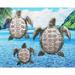 Ebros 3 Piece Galvanized Metal Swimming Sea Turtles Hanging Wall Decor Plaques