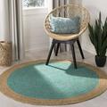 SAFAVIEH Natural Fiber Cebrail Braided Jute Area Rug Teal/Natural 9 x 9 Round