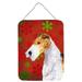 Fox Terrier Red Snowflakes Holiday Christmas Wall or Door Hanging Prints