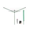 Brabantia - Lift-O-Matic - 50 Metres of Clothes Line - Adjustable in Height - UV-Resistant & Non-Slip Lining - Umbrella System - with Ground Spike 45 mm, Cover & Peg Bag - Leaf Green - ø 295 cm