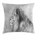 Animal Throw Pillow Cushion Cover Sketchy Hand Drawn Image of Safari Animal Wild Lion Artwork Print Decorative Square Accent Pillow Case 24 X 24 Inches Charcoal Grey Black and White by Ambesonne