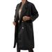 Women s Winter Wool Mid Length Coat Notched Lapel Buttoned Trench Coat Coat