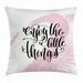 Enjoy the Little Things Throw Pillow Cushion Cover Motivational Calligraphy Quote Color Smear Backdrop Decorative Square Accent Pillow Case 20 X 20 Inches Pale Pink Black and White by Ambesonne