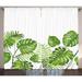 Leaf Curtains 2 Panels Set Nature Jungle Forest Rainforest Inspired Leaves Plant Foliage Swirls Botanic Image Window Drapes for Living Room Bedroom 108W X 63L Inches Pale Green by Ambesonne