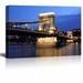 Canvas Prints Wall Art - Chain Bridge and Danube River in Budapest at Night in Hungary | Modern Wall Decor/Home Decoration Stretched Gallery Canvas Wrap Giclee Print & Ready to Hang - 32 x