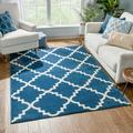 Harbor Trellis Dark Blue Quatrefoil Geometric Modern Casual Area Rug 8x10 8x11 ( 7 10 x 10 6 ) Easy Clean Stain Fade Resistant No Shed Contemporary Traditional Moroccan Lattice Living Dining Room