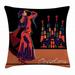 Spanish Throw Pillow Cushion Cover Traditional Dancer Woman in Barcelona City with Historical Architecture Vibrant Decorative Square Accent Pillow Case 24 X 24 Inches Multicolor by Ambesonne