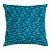 Clouds Throw Pillow Cushion Cover Stylized Pattern of Dreamy and Curvy Clouds with Snowflake Decorative Square Accent Pillow Case 16 X 16 Inches Pale Blue Petrol Blue and Night Blue by Ambesonne