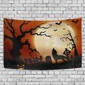MYPOP Halloween Night Wolf Pumpkins Owl Moon Tapestry Wall Hanging Decoration Home Decor Living Room Dorm 80x60 inches