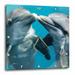 3dRose Dolphin Play - Wall Clock 15 by 15-inch