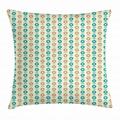 Brown and Blue Throw Pillow Cushion Cover Abstract Daisy Flowers Nostalgic Simple Graphic Motifs Garden Decorative Square Accent Pillow Case 24 X 24 Inches Ivory Teal and Pale Brown by Ambesonne