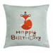 Birthday Decorations Throw Pillow Cushion Cover Cute Fox Sleeping on Dotted Backdrop Greeting Message Decorative Square Accent Pillow Case 16 X 16 Inches Orange Light Blue Beige by Ambesonne