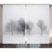 Winter Decorations Curtains 2 Panels Set Foggy Winter Scene with Leafless Tree Branch in Hazy Weather Artsy Print Window Drapes for Living Room Bedroom 108W X 90L Inches Grey White by Ambesonne