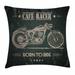 Motorcycle Throw Pillow Cushion Cover Born to Die Quote with Bike on Grunge Effect Dark Colored Background Decorative Square Accent Pillow Case 20 X 20 Inches Dark Green Warm Taupe by Ambesonne