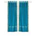 Lined-Turquoise Hand Crafted Grommet Sheer Sari Curtain Drape -43Wx108L-Piece