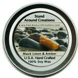 BLACK LINEN & AMBER TIN 4-OZ. ALL NATURAL SOY CANDLE