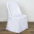 BalsaCircle 6 White Solid Polyester Folding Chair Covers Slipcovers Linens
