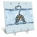 3dRose Cut striped blue tabby cat graphic with sweet blue patterns and bow. Desk Clock 6 by 6-inch