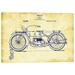 Epic Graffiti Vintage Motorcycle Patent Blueprint Graphic Art on Wrapped Canvas