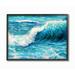 The Stupell Home Decor Bright Teal Blue Painterly Ocean Waves Framed Art 11 x 14 Design By Artist Boho Studio - Multi-Color 16 x 20