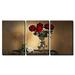 wall26 - 3 Piece Canvas Wall Art - Beautiful Still Life with Jug and White and Red Roses - Modern Home Art Stretched and Framed Ready to Hang - 24 x36 x3 Panels