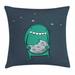 Cookie Throw Pillow Cushion Cover Cartoon Monster with Sharp Teeth Biting Sweet Nursery Decorative Square Accent Pillow Case 18 X 18 Pale Slate Blue Teal and Dark Slate Blue by Ambesonne