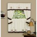 Park Avenue Collection Cuppa Joe Embellished Cottage Set - 58x24 Tailored Tier Pair/58x36 Tailored Topper with attached swaggers