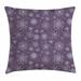 Eggplant Throw Pillow Cushion Cover Christmas Inspired Cute Flowers Snowflakes and Swirls in a Violet Delicate Environment Decorative Square Accent Pillow Case 18 X 18 Inches Violet by Ambesonne