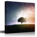 wall26 Canvas Print Wall Art Tree Silhouette Against Blue & Orange Galaxy Astronomy & Space Sky Digital Art Modern Art Global Scenic Colorful Multicolor for Living Room Bedroom Office - 16&