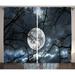 Farm House Decor Curtains 2 Panels Set Full Moon at Night in the Forest Winter Time Mystical Dramatic Days Luna Photo Living Room Bedroom Accessories 108 X 84 Inches by Ambesonne