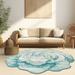 Flowers 6 Ft Round Throw Accent Area Rugs Floral Rose Flower Shaped Rug Modern for Girls Bedroom Floor Living Room Carpet 304 Blue