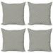 Abstract Throw Pillow Cushion Case Pack of 4 Geometric Monochrome Modern Pattern with Lines Squares Lattice Modern Accent Double-Sided Print 4 Sizes Charcoal Grey Eggshell by Ambesonne