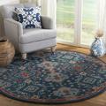 SAFAVIEH Heritage Petrina Floral Wool Area Rug Blue/Multi 6 x 6 Round