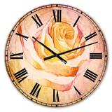 Designart White Rose Hand Painted Petal Traditional wall clock