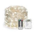 33 Feet 100 Led Fairy Lights Battery Operated with Remote Control Timer Waterproof Copper Wire Twinkle String Lights for Bedroom Indoor White