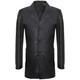 Mens Longh 3/4 Black Cromby 3 Button Lamb Nappa Leather Blazer Classic Retro Harrington Coat Jacket 4XL