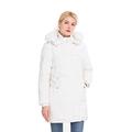 Polydeer Women's Classic Winter Jacket Soft Thickened Vegan Down Coat Warm Puffer Parka w/Faux Fur Hood (Beige, XL)