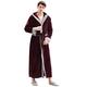 LOFIR Mens Hooded Dressing Gown Winter Warm Fleece Flannel Bathrobe Soft Long Night Gown Fluffy Sleepwear Boys Lightweight Nightwear Spa Robe