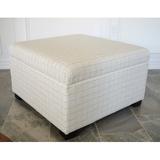 Gracie Oaks Owasso 30" Square Plaid Storage Ottoman Fade Resistant/Cotton/Scratch/Tear Resistant in White/Black | 17.25 H x 30 W x 30 D in | Wayfair