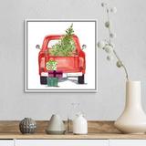 The Holiday Aisle® Christmas Cars III by Jennifer Paxton Parker - Painting Print on Canvas in Green | 18 H x 18 W x 1.75 D in | Wayfair