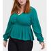 Torrid Tops | Emerald Green Gauze Smocked Peplum Midi Blouse | Color: Green | Size: Xl