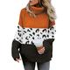 Asvivid Women Winter Chunky Knit Turtleneck Sweater Ribbed Long Sleeve Loose Casual Knit Sweater Jumper Orange