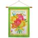 Breeze Decor Welcome Flower Bouquet 2-Sided Polyester 40" H x 28" W Flag set in Gray/Green/Yellow | 40 H x 28 W x 1 D in | Wayfair