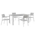 Modway Maine 5 Piece Outdoor Patio Dining Set Wood/Metal in Gray/White | Wayfair EEI-1747-WHI-LGR-SET