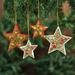 The Holiday Aisle® Floral Star Holiday Shaped Ornament Set of 4 Wood in Brown/Green/Red | 4.7 H x 4.7 W x 0.4 D in | Wayfair 229730