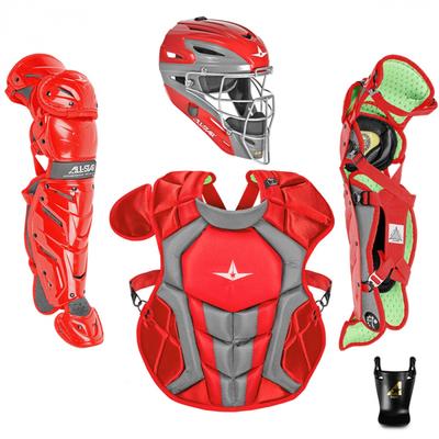 All Star System7 Axis NOCSAE Certified Youth Pro Catcher's Kit - Ages 9-12 Scarlet