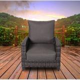 Red Barrel Studio® Arshmaan Patio Chair w/ Cushions Wicker/Rattan in Black/Gray | 31.9 H x 31.1 W x 33.5 D in | Wayfair